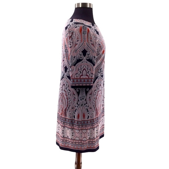 Isabel & Nina Black Burnt Orange and White Paisley Textured Shift Dress - Picture 2 of 12